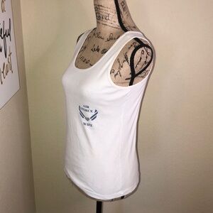 Women’s Air Force Wife White & Blue Deployed Husband Tank Top Size L